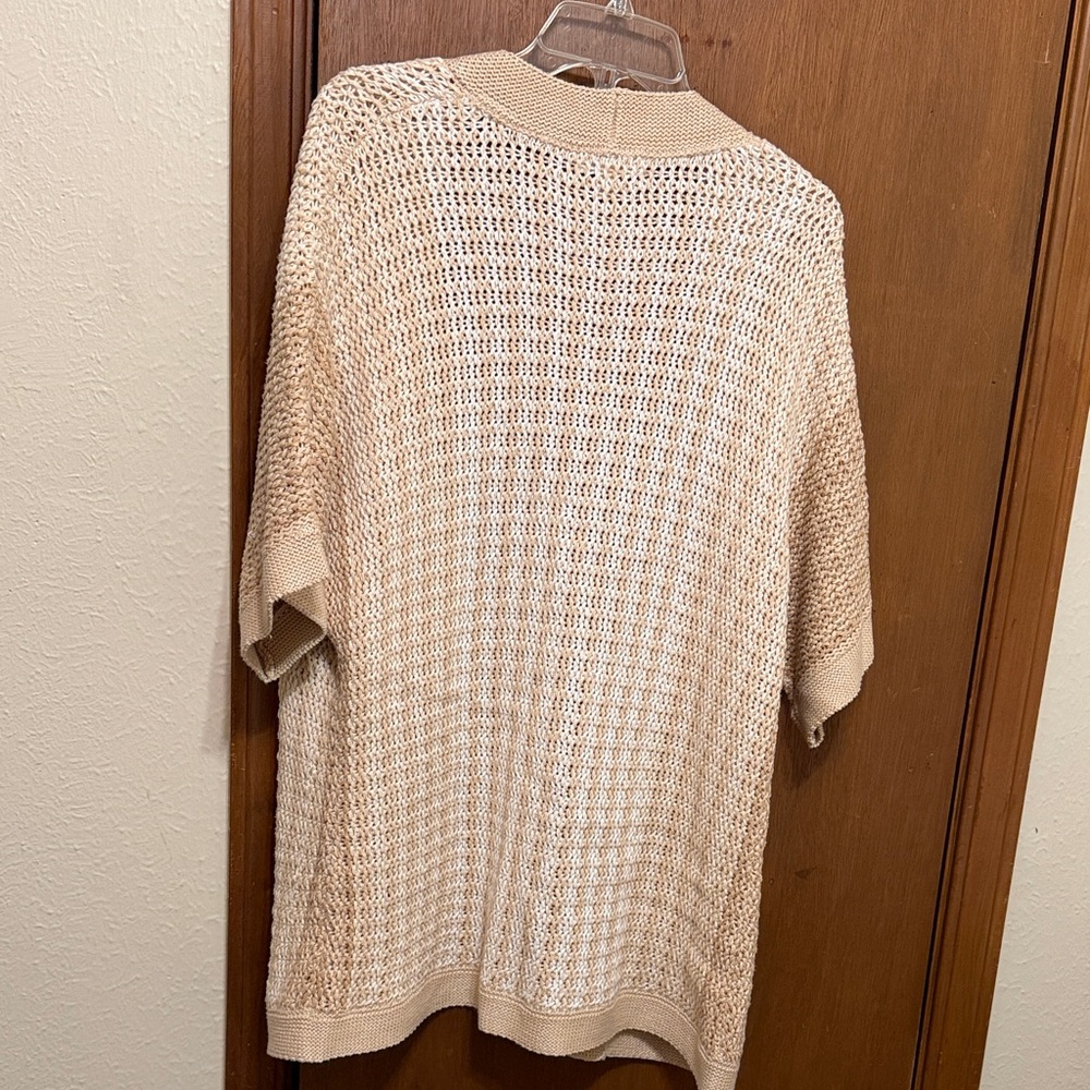 Coldwater Creek GrandpaCore Beige Open Knit Cardigan sz L - Picture 4 of 6